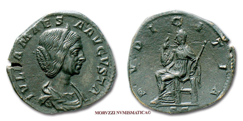 moneta di Giulia Mesa, monete di Giulia Mesa, sesterzio di Giulia Mesa, sesterzi di Giulia Mesa, moneta romana imperiale, monete romane imperiali, moneta romana, monete romane, moneta antica, monete antiche, numismatica