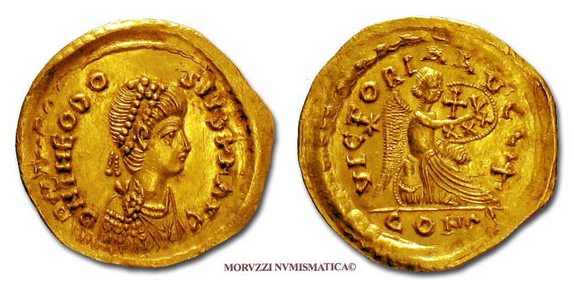 moneta di Teodosio II, monete di Teodosio II, semisse di Teodosio II, semissi di Teodosio II, moneta romana imperiale, monete romane imperiali, moneta romana, monete romane, moneta antica, monete antiche, numismatica