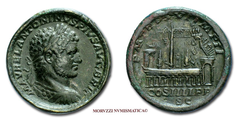 moneta di Caracalla, monete di Caracalla, sesterzio di Caracalla, sesterzi di Caracalla, sesterzio circo massimo, sesterzi circo massimo, moneta romana imperiale, monete romane imperiali, moneta romana, monete romane, moneta antica, monete antiche, numismatica