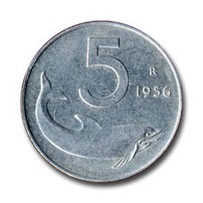5 lire 1956 Delfino