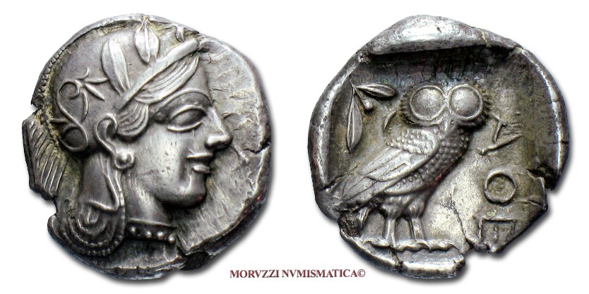 moneta di Atene, monete di Atene, civetta di Atene, civette di atene, civetta ateniese, civette ateniesi, moneta greca, monete greche, moneta antica, monete antiche, numismatica