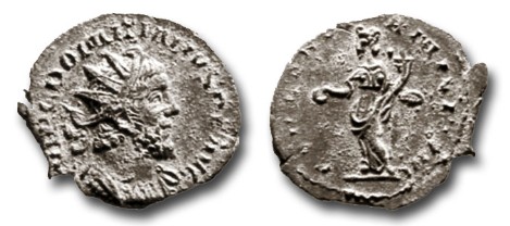 antoninianus of the roman usurper domitianus