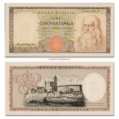 Banconote lire 50000 tipo "Leonardo da Vinci"